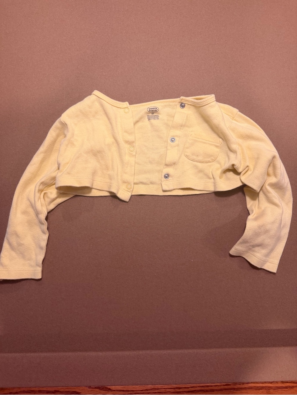 Luvable Friends Pale Yellow Cropped Cardigan